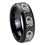 10mm Multiple CTR Beveled Edges Black Tungsten Carbide Promise Ring