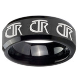 10mm Multiple CTR Beveled Edges Black Tungsten Carbide Promise Ring