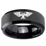 10mm Aquila Beveled Edges Black Tungsten Carbide Wedding Bands Ring