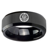 10mm U.S. Army Beveled Edges Black Tungsten Carbide Men's Wedding Band