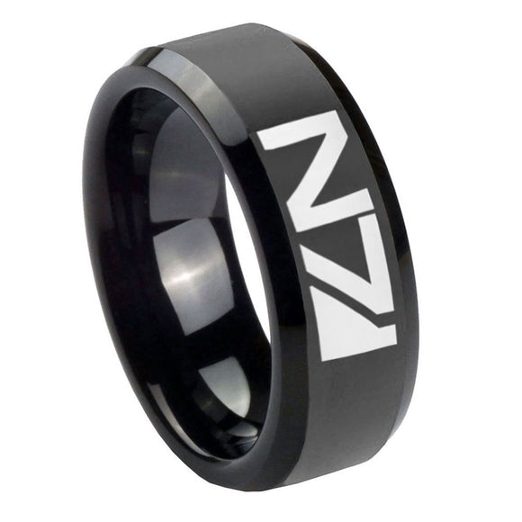 10mm N7 Design Beveled Edges Black Tungsten Carbide Men's Wedding Band