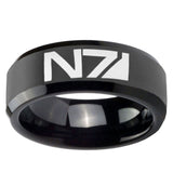 10mm N7 Design Beveled Edges Black Tungsten Carbide Men's Wedding Band