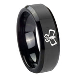 10mm Monarch Beveled Edges Black Tungsten Carbide Anniversary Ring