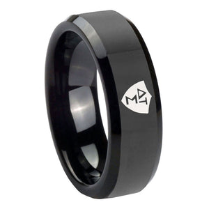 10mm Greek CTR Beveled Edges Black Tungsten Carbide Men's Engagement Band