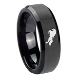 10mm Horse Beveled Edges Black Tungsten Carbide Promise Ring