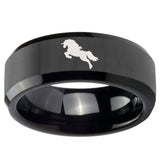 10mm Horse Beveled Edges Black Tungsten Carbide Promise Ring