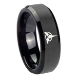 10mm Klingon Beveled Edges Black Tungsten Carbide Bands Ring