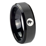 10mm Magic Gathering Beveled Edges Black Tungsten Carbide Mens Promise Ring