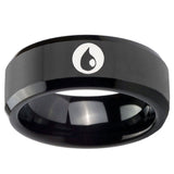 10mm Magic Gathering Beveled Edges Black Tungsten Carbide Mens Promise Ring