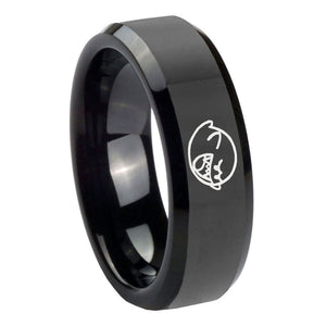 10mm Mario Boo Ghost Beveled Edges Black Tungsten Carbide Men's Promise Rings