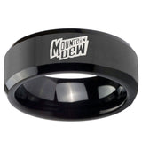 10mm Mountain Dew Beveled Edges Black Tungsten Carbide Mens Promise Ring