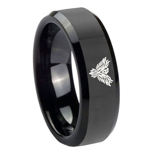 10mm Phoenix Beveled Edges Black Tungsten Carbide Engagement Ring