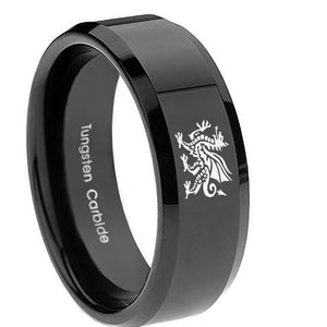 10mm Dragon Beveled Edges Black Tungsten Carbide Wedding Band Ring