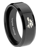 10mm Wolf Beveled Edges Black Tungsten Carbide Mens Wedding Band