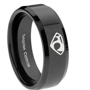 10mm House of Van Beveled Edges Black Tungsten Carbide Mens Engagement Band