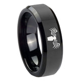 10mm Spider Beveled Edges Black Tungsten Carbide Wedding Engagement Ring