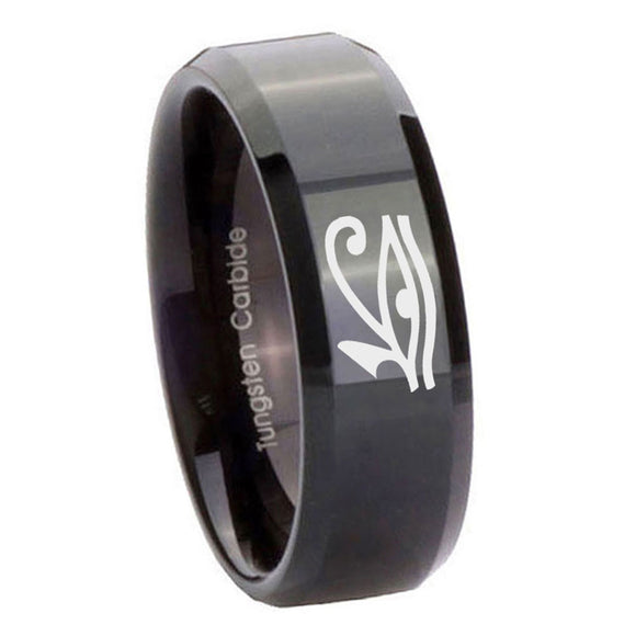 10mm Seeing Eye Beveled Edges Black Tungsten Carbide Wedding Band Mens