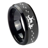 10mm Deer Hunting Beveled Edges Black Tungsten Carbide Men's Wedding Band