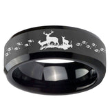 10mm Deer Hunting Beveled Edges Black Tungsten Carbide Men's Wedding Band