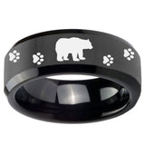 10mm Bear and Paw Beveled Edges Black Tungsten Carbide Mens Engagement Band