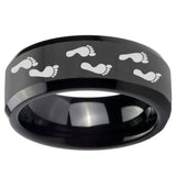 10mm Foot Print Beveled Edges Black Tungsten Carbide Men's Engagement Band