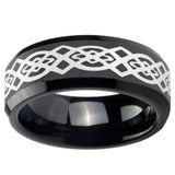 10mm Celtic Knot Beveled Edges Black Tungsten Carbide Men's Wedding Ring
