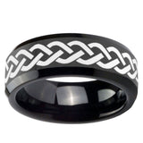 10mm Laser Celtic Knot Beveled Edges Black Tungsten Carbide Men's Wedding Band