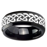 10mm Celtic Knot Love Beveled Edges Black Tungsten Carbide Men's Wedding Band