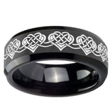 10mm Celtic Knot Heart Beveled Edges Black Tungsten Carbide Men's Wedding Band