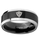 10mm CTR Beveled Edges Brush Black 2 Tone Tungsten Carbide Custom Mens Ring