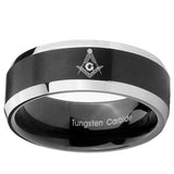 10mm Master Mason Beveled Brush Black 2 Tone Tungsten Mens Engagement Ring