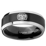 10mm Masonic 32 Degree Freemason Beveled Edges Brush Black 2 Tone Tungsten Carbide Bands Ring