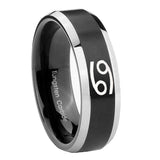 8mm Cancer Horoscope Beveled Brush Black 2 Tone Tungsten Custom Ring for Men