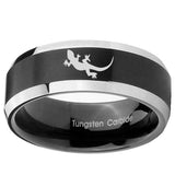 10mm Lizard Beveled Edges Brush Black 2 Tone Tungsten Mens Engagement Ring