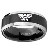 10mm Zelda Skyward Sword Beveled Brush Black 2 Tone Tungsten Men's Promise Rings