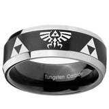 10mm Legend of Zelda Beveled Brush Black 2 Tone Tungsten Wedding Engraving Ring