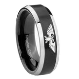 10mm Aquila Beveled Edges Brush Black 2 Tone Tungsten Men's Engagement Ring