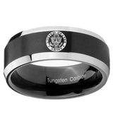 8mm U.S. Army Beveled Edges Brush Black 2 Tone Tungsten Rings for Men