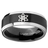 10mm American Atheist Beveled Brush Black 2 Tone Tungsten Mens Wedding Band