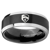 10mm GI Joe Eagle Beveled Edges Brush Black 2 Tone Tungsten Personalized Ring