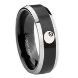 8mm 8 Ball Beveled Edges Brush Black 2 Tone Tungsten Carbide Engraved Ring