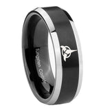 8mm Klingon Beveled Edges Brush Black 2 Tone Tungsten Men's Engagement Band