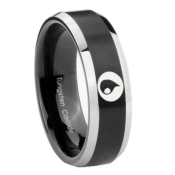 10mm Magic Gathering Beveled Edges Brush Black 2 Tone Tungsten Engraved Ring