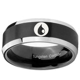 8mm Magic Gathering Beveled Brush Black 2 Tone Tungsten Men's Engagement Ring