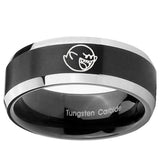 10mm Mario Boo Ghost Beveled Brush Black 2 Tone Tungsten Mens Anniversary Ring