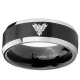 8mm Phoenix Beveled Edges Brush Black 2 Tone Tungsten Men's Wedding Ring