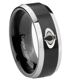 10mm Cobra Beveled Edges Brush Black 2 Tone Tungsten Carbide Anniversary Ring