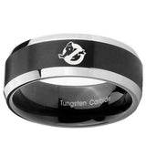 8mm Ghostbusters Beveled Edges Brush Black 2 Tone Tungsten Mens Promise Ring