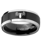 10mm Spider Beveled Edges Brush Black 2 Tone Tungsten Men's Wedding Ring