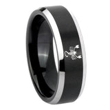 10mm Scorpio Zodiac Beveled Edges Brush Black 2 Tone Tungsten Men's Bands Ring